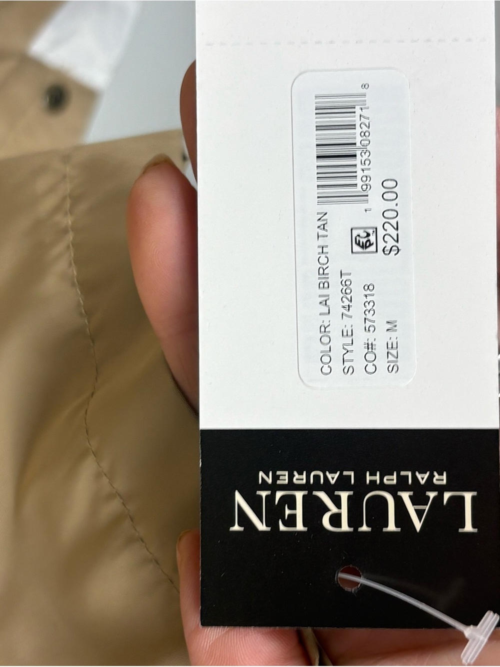 Lauren Ralph Lauren Beige Light Coat with White Contrast Collar - Picture 5 of 10